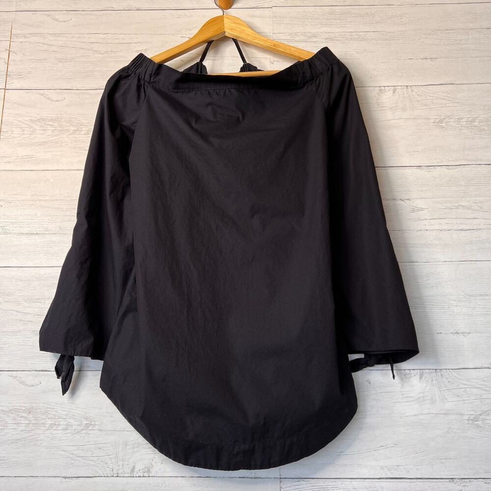 Free People Blouse Womens Size S/P Black Show Me Some Shoulder Slit Sleeve